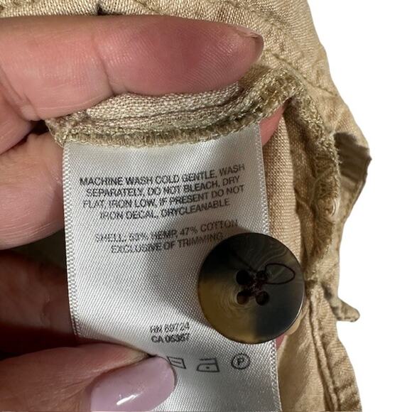 Columbia Beige Long Sleeve Hooded Cotton Hemp Blend Hiking Shirt Women Sz S - Picture 9 of 12